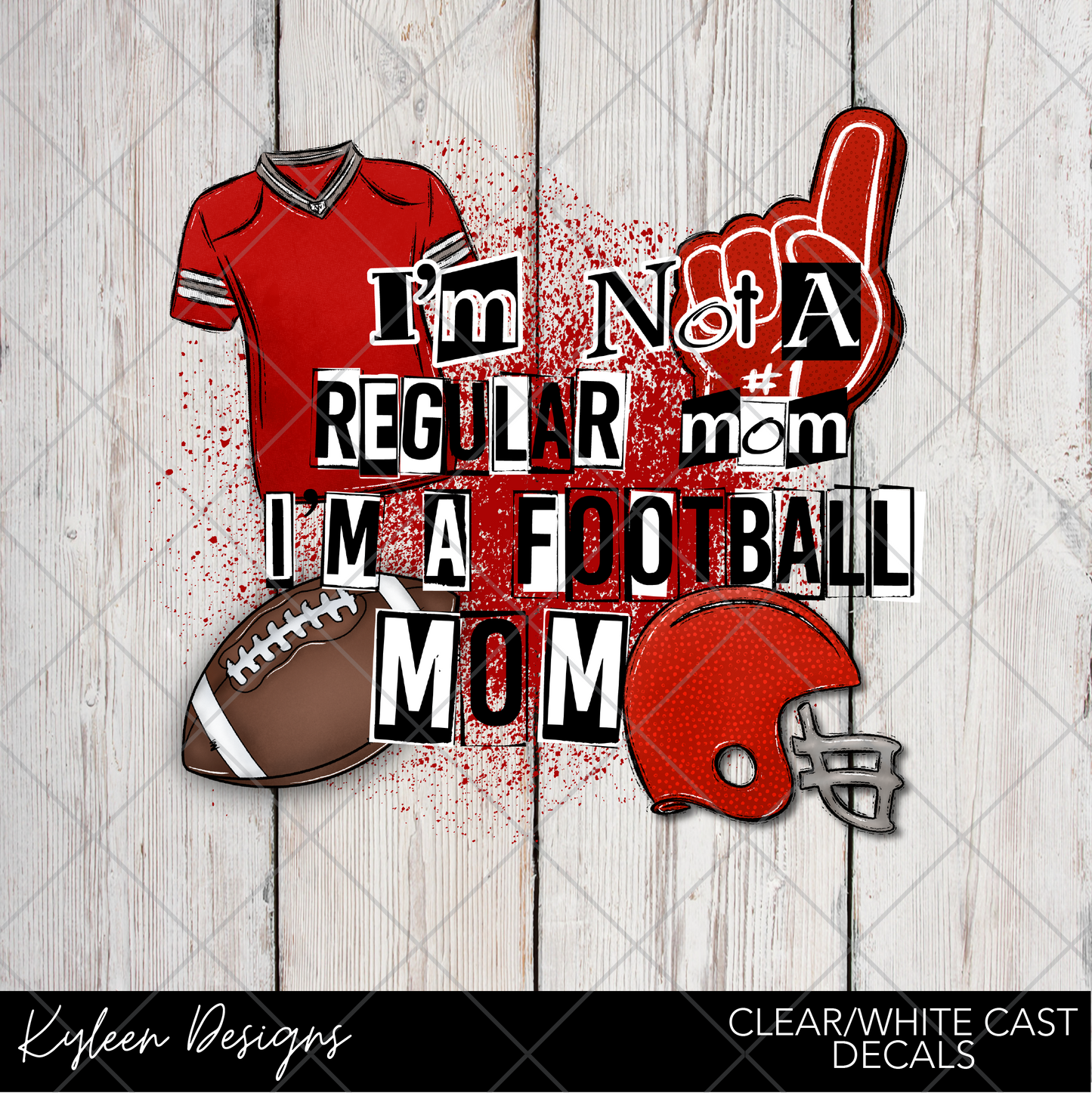 DreamCast™ Clear or White Cast Vinyl-football mom red