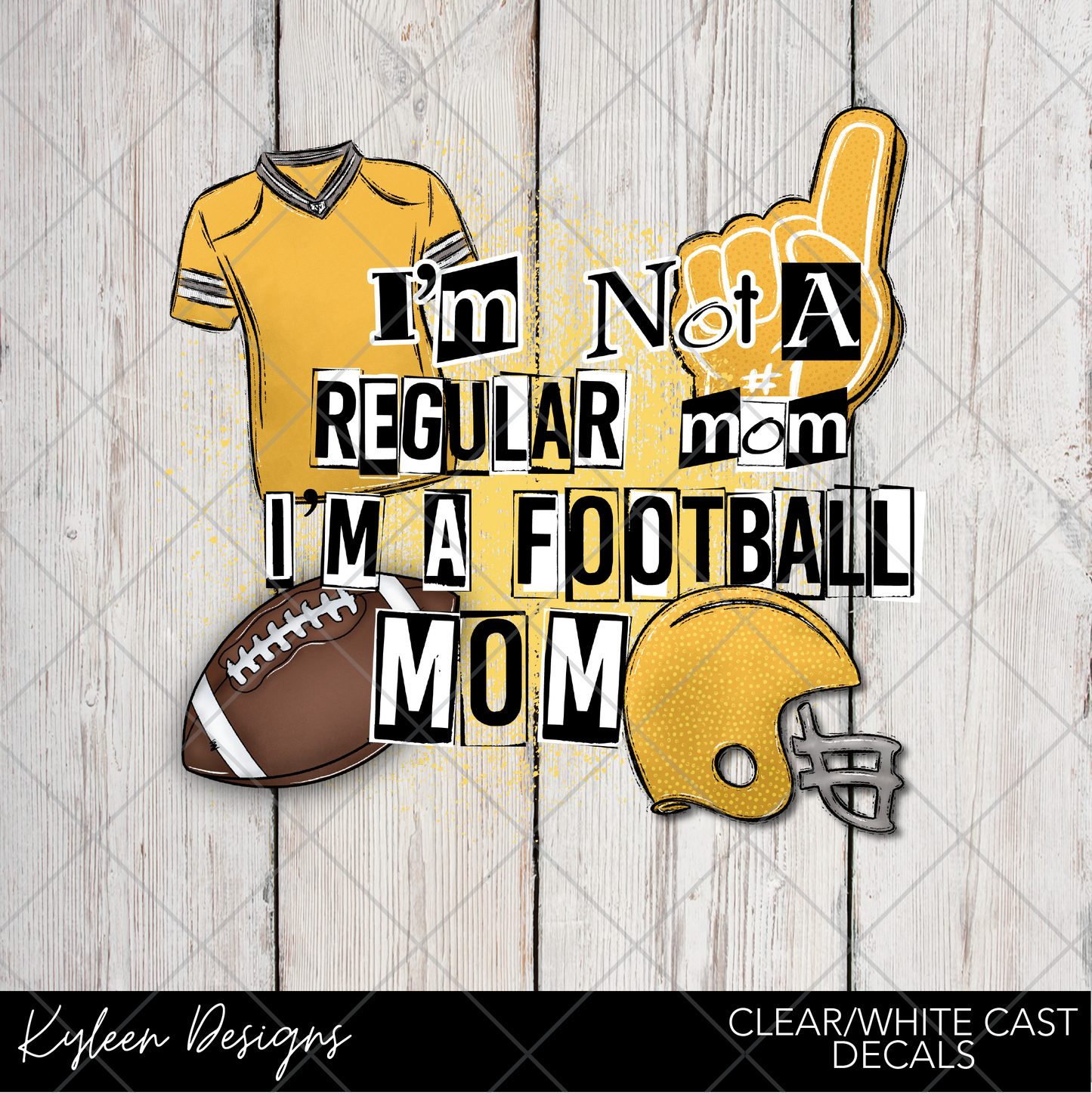 DreamCast™ Clear or White Cast Vinyl-Football Mom yellow