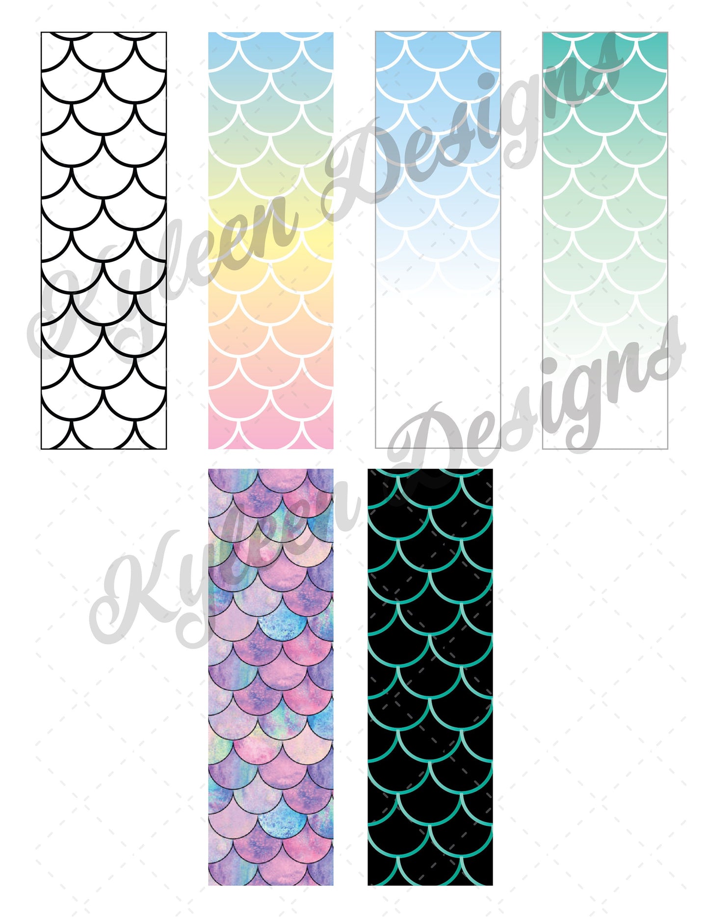 Mermaid scales  Pen wrapper™  for waterslide High Res PNG file