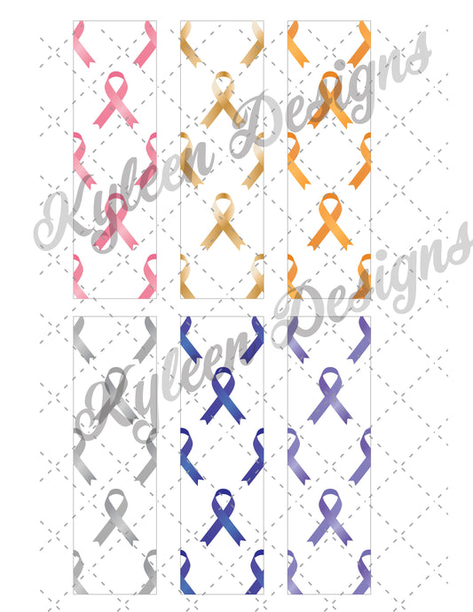 Multi Cancer Awareness Ribbon Pen Wrapper™ For Waterslide, Sublmation or Vinyl PNG