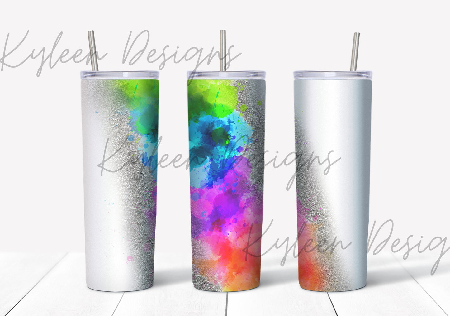 20 ounce straight glitter and paint splash wrap for sublimation, waterslide High res PNG digital file