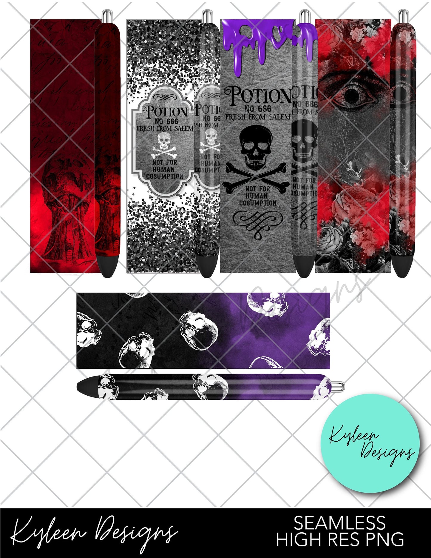 SEAMLESS Salem witch potion  halloween pen wraps for waterslide high RES PNG