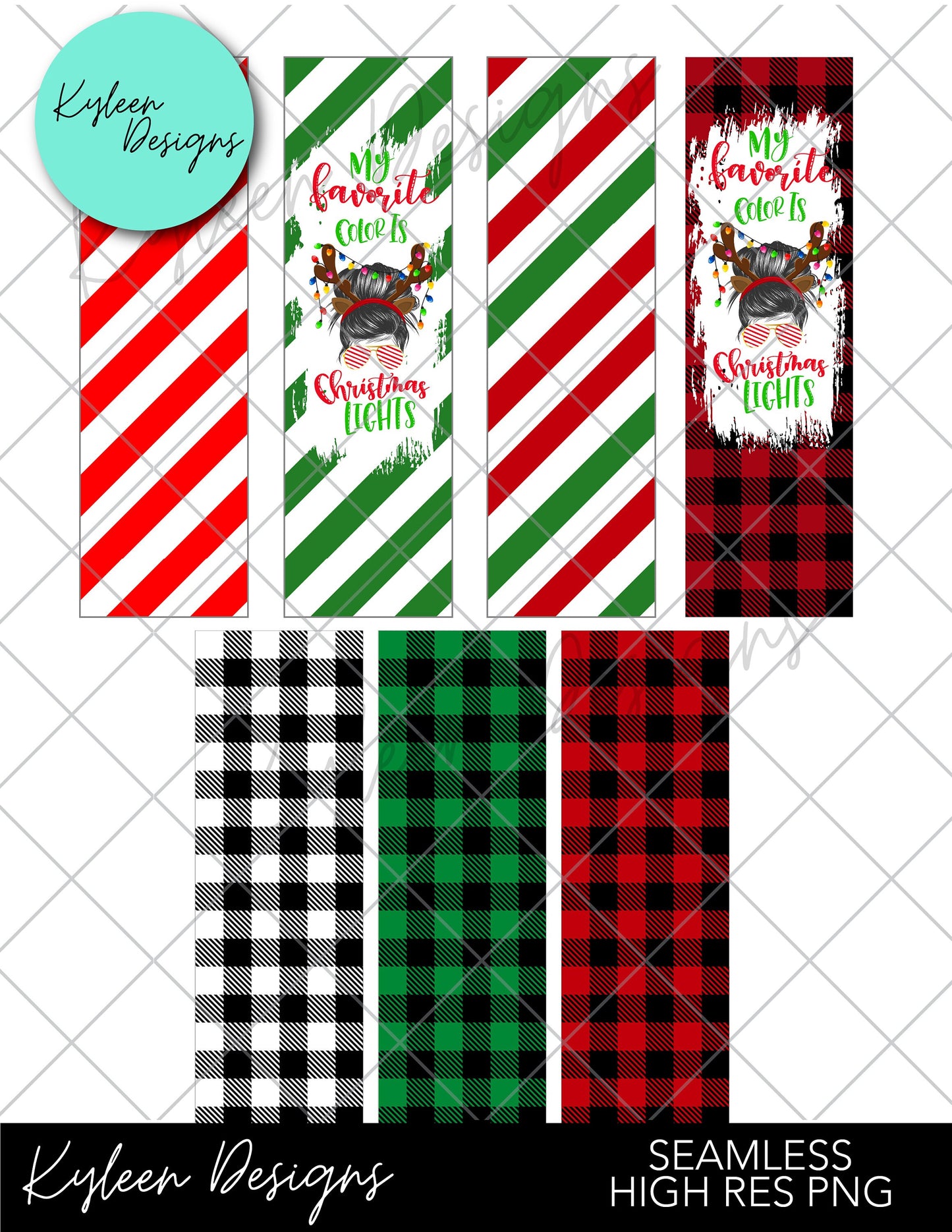 Messy Bun Antlers Pen Wraps for Waterslide, Sublimation or Vinyl High RES PNG SEAMLESS