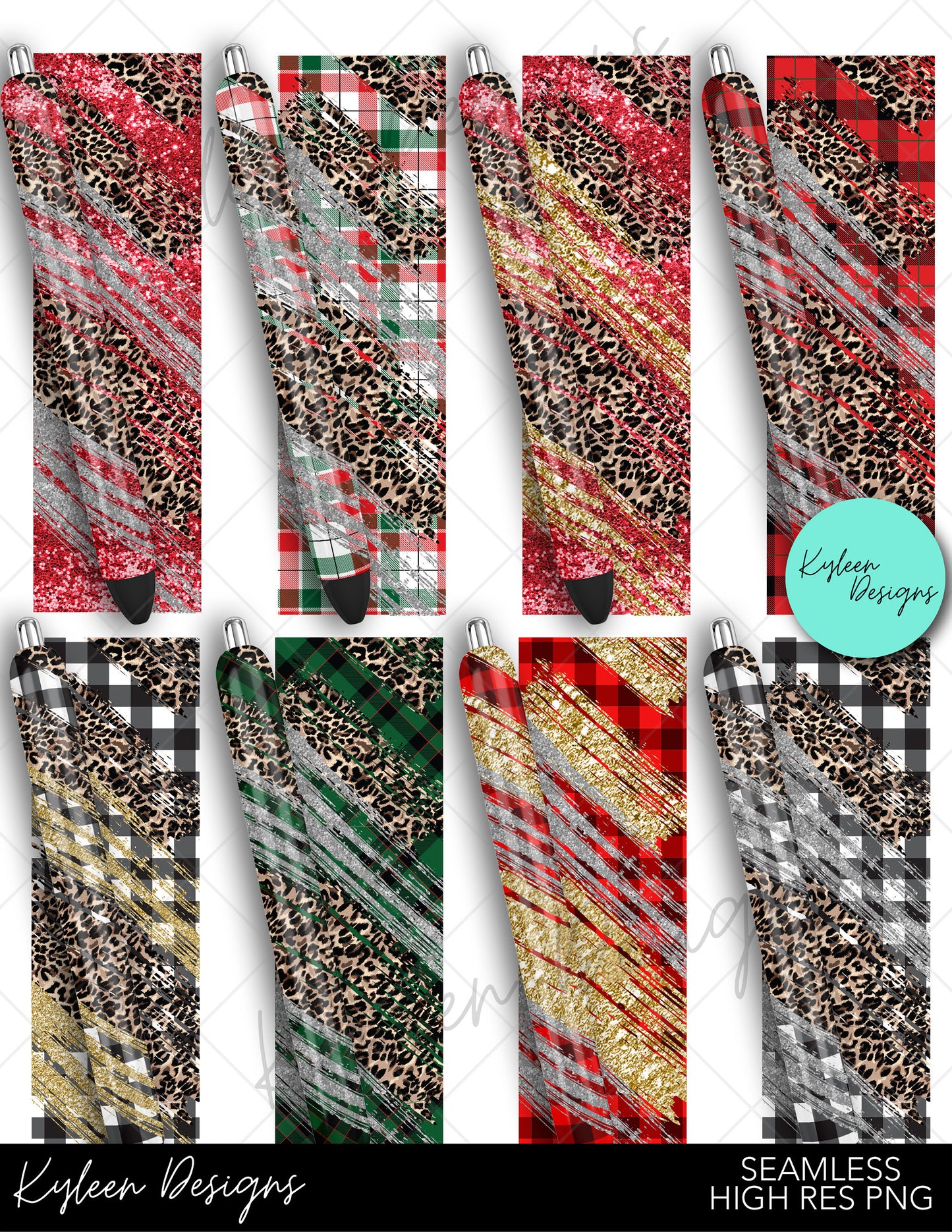 SEAMLESS Christmas Milky Way glitter plaid pen wraps for waterslide high RES PNG