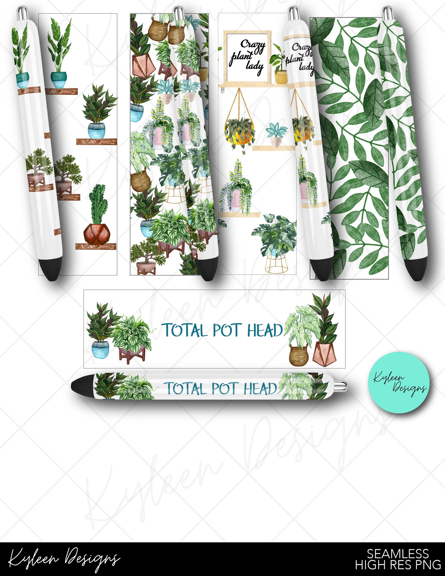 SEAMLESS crazy plant lady pot head pen wraps for waterslide high RES PNG