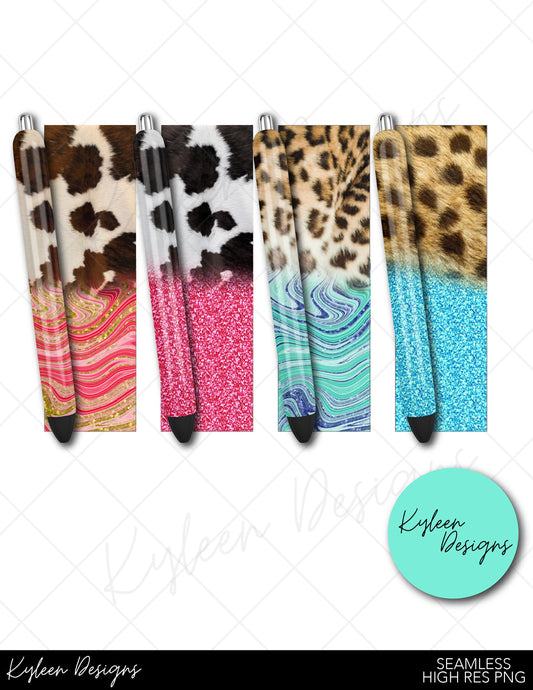 Fur/ hide Marble  Glitter Pen Wrappers™  for waterslide or vinyl PNG file