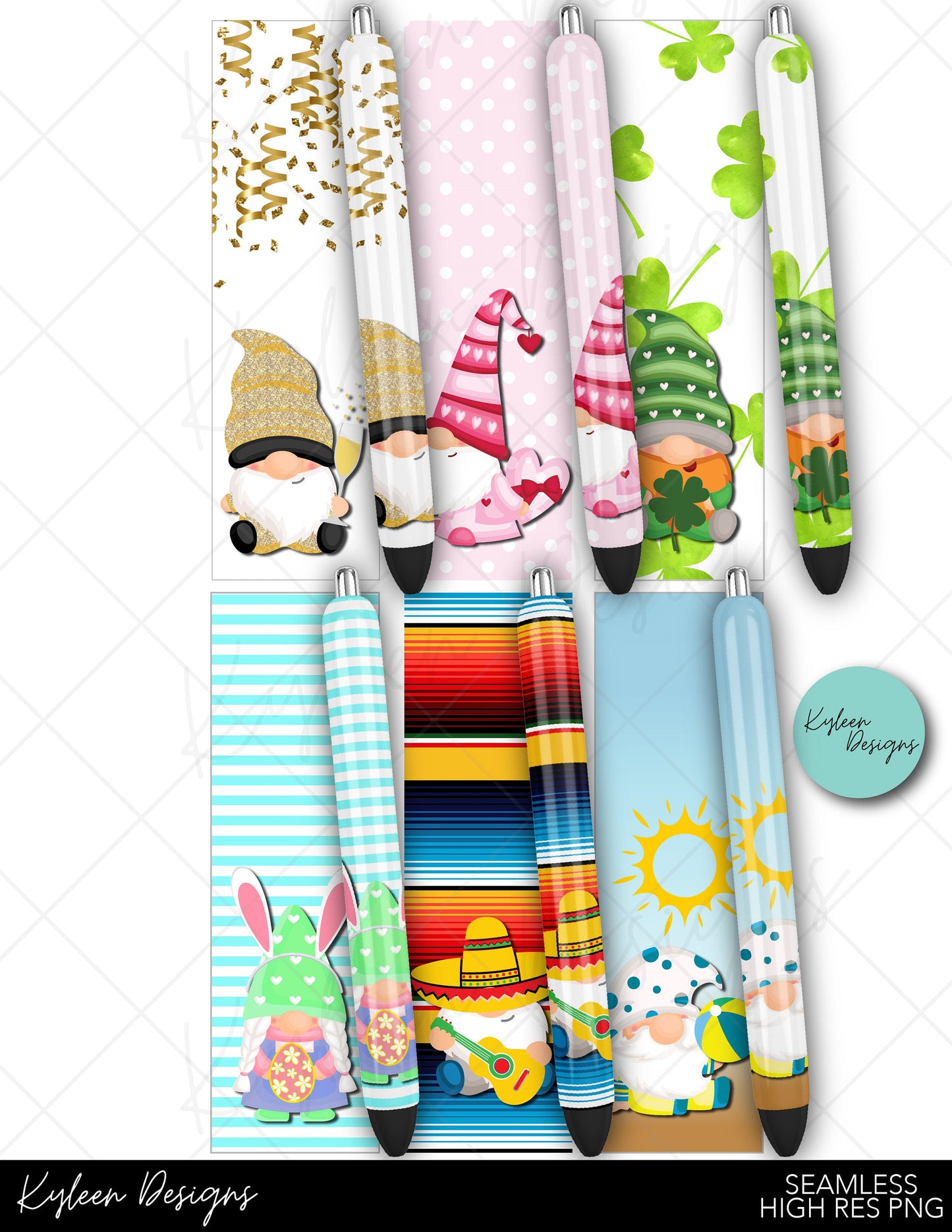 SEAMLESS monthly gnome pen wraps for waterslide high RES PNG