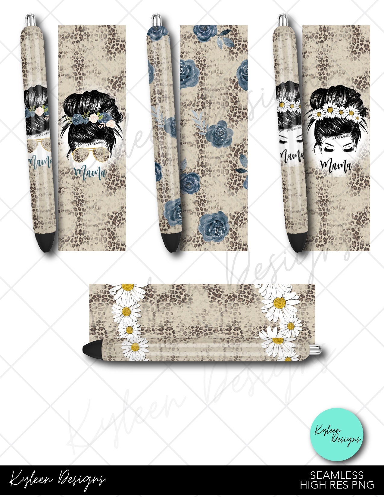 SEAMLESS Daisy Rose leopard mom life pen wraps for waterslide high RES PNG