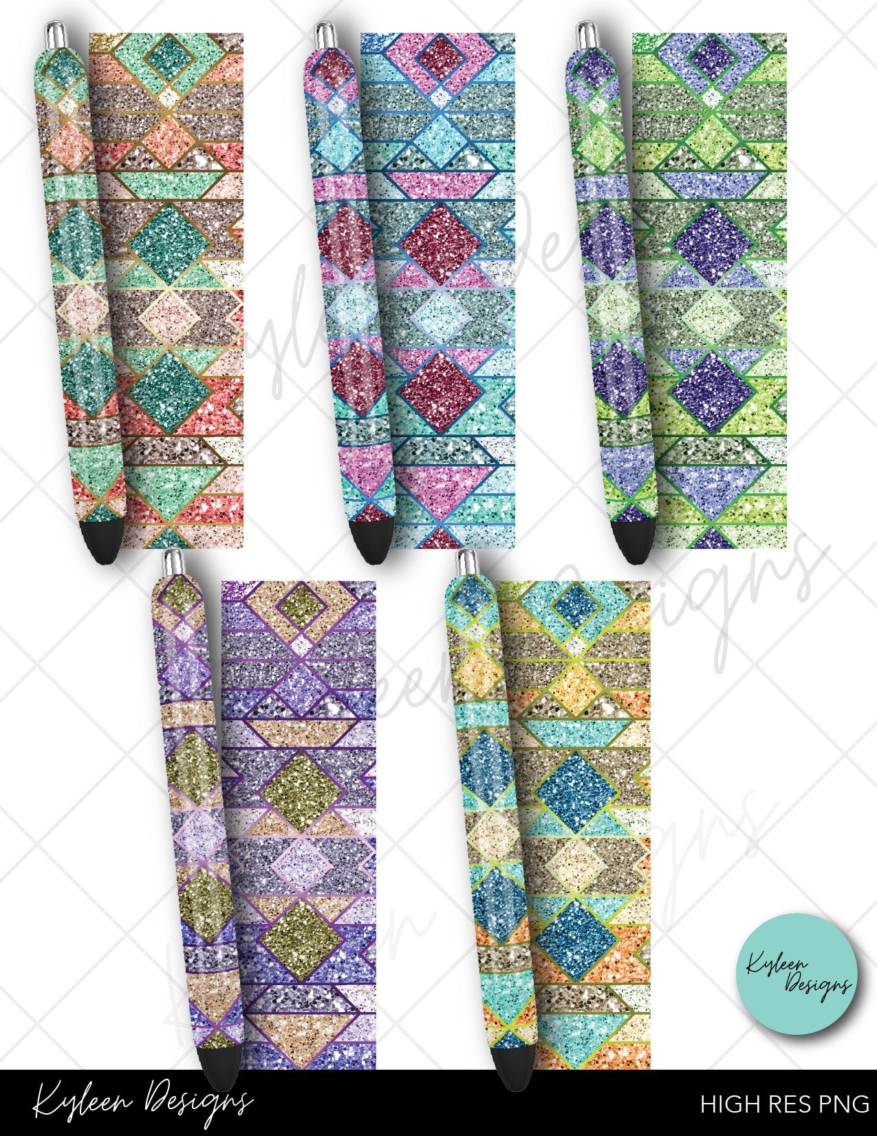 Aztec glitter pen wraps for waterslide high RES PNG