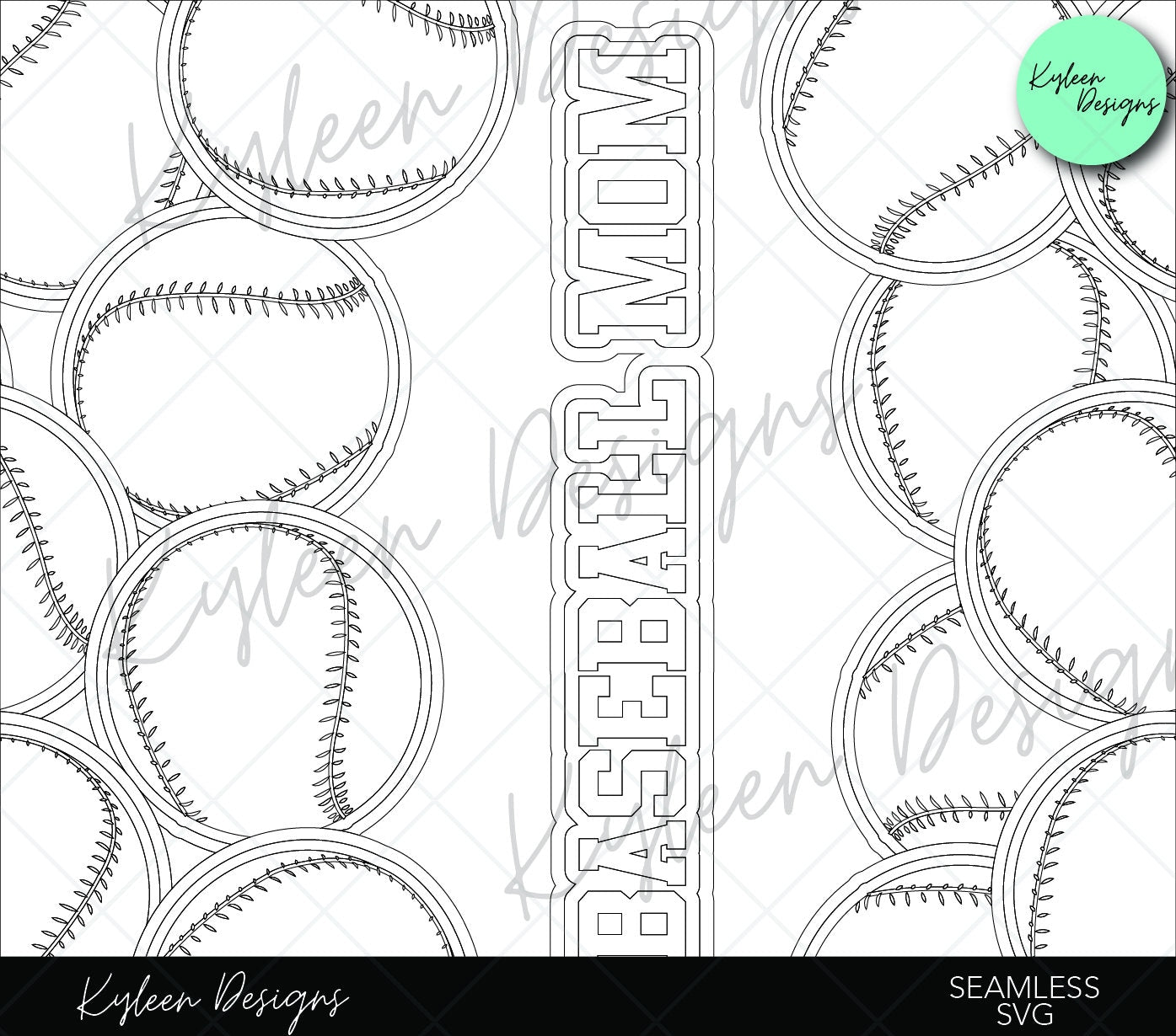 20 ounce STRAIGHT seamless baseball mom burst SVG PNG file stencil template