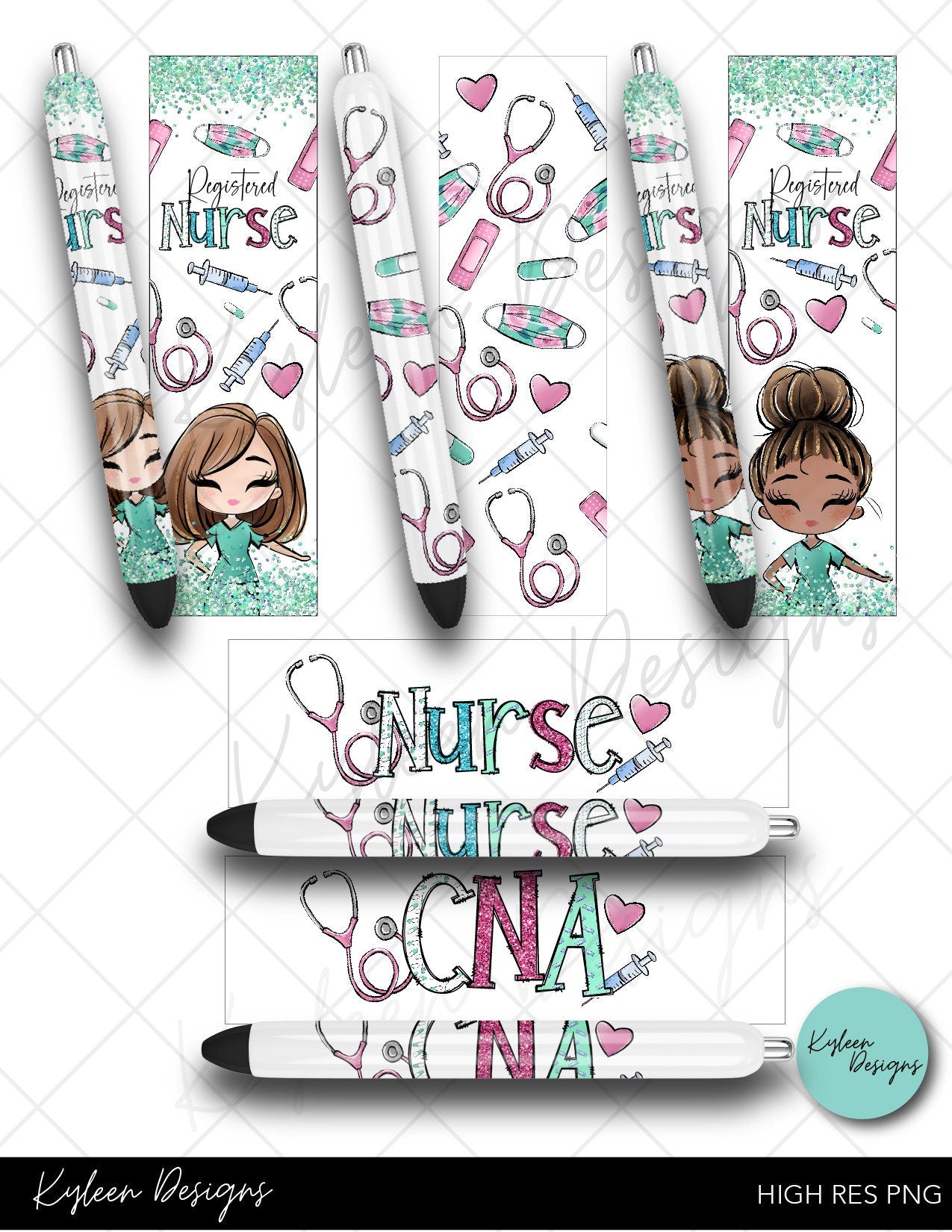 SEAMLESS Nurse pen wraps for waterslide high RES PNG