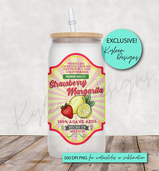 Strawberry Margarita Drink Label High RES PNG for coffee/beer glass