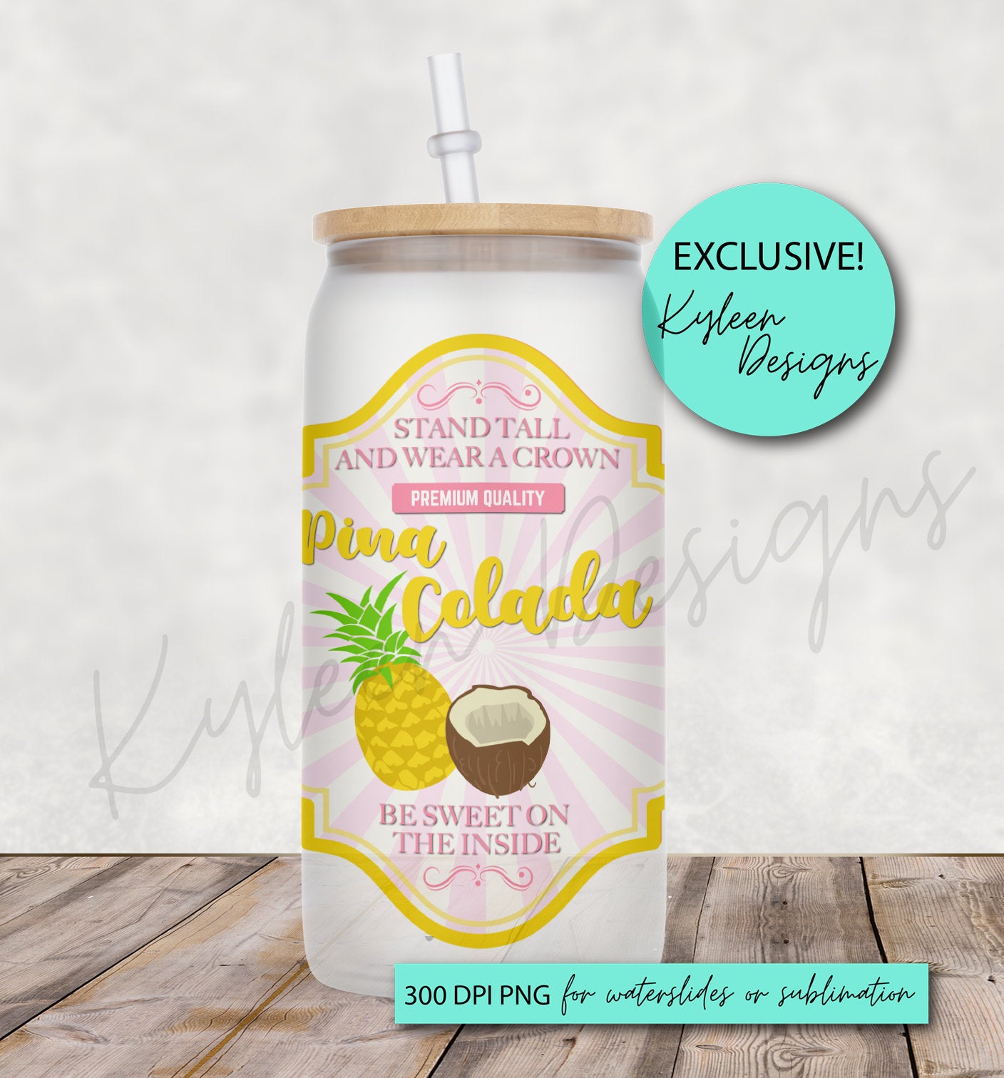 Pina colada Pineapple Drink Label High RES PNG for coffee/beer glass