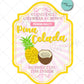 Pina colada Pineapple Drink Label High RES PNG for coffee/beer glass