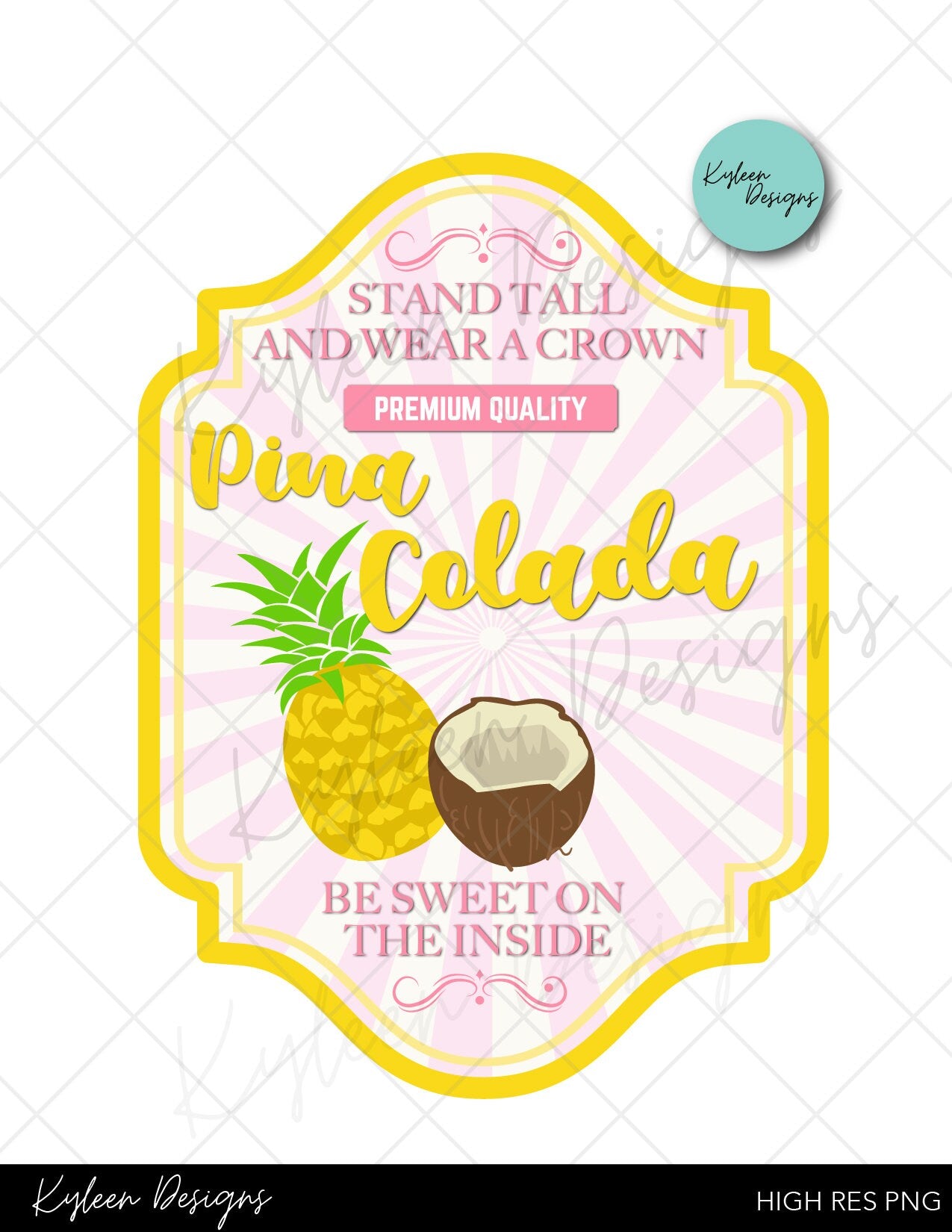 Pina colada Pineapple Drink Label High RES PNG for coffee/beer glass