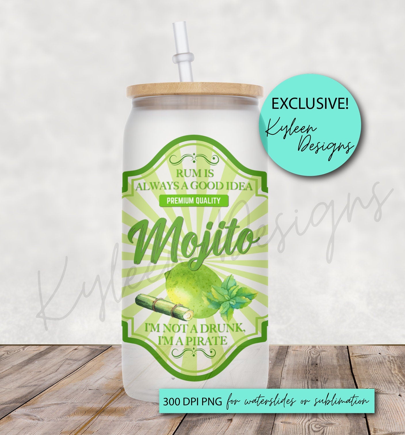 Mojito Drink Label High RES PNG for coffee/beer glass