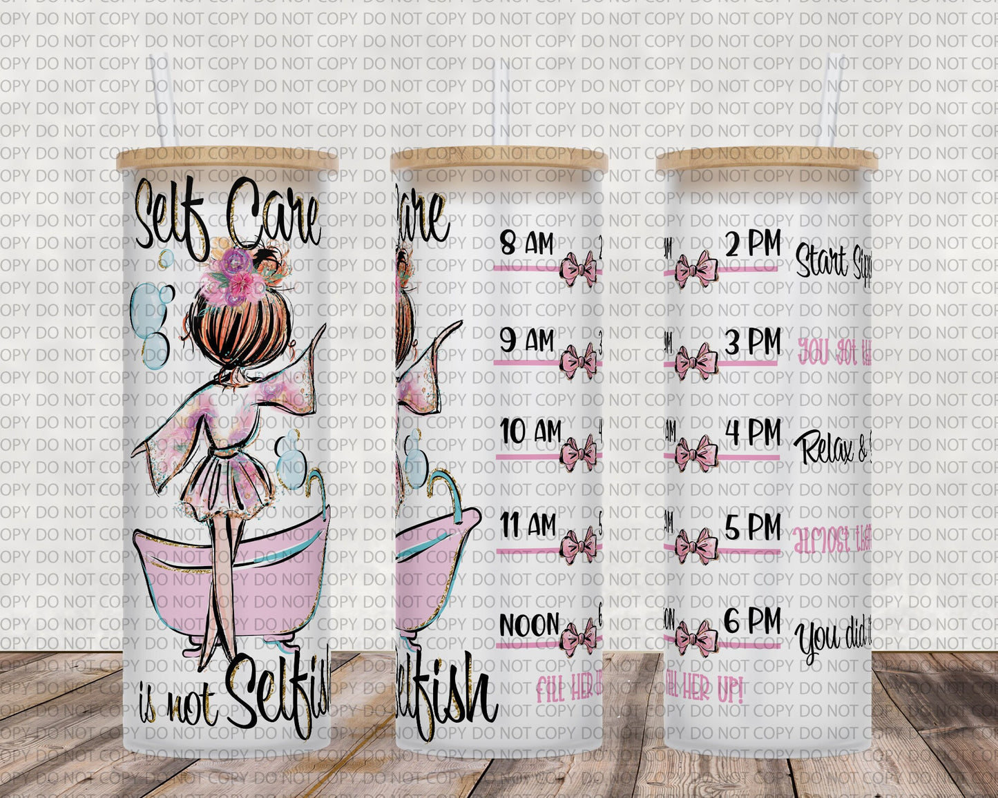 25 oz frosted glass tumbler png, self care Tumbler template water tracker High res PNG digital file