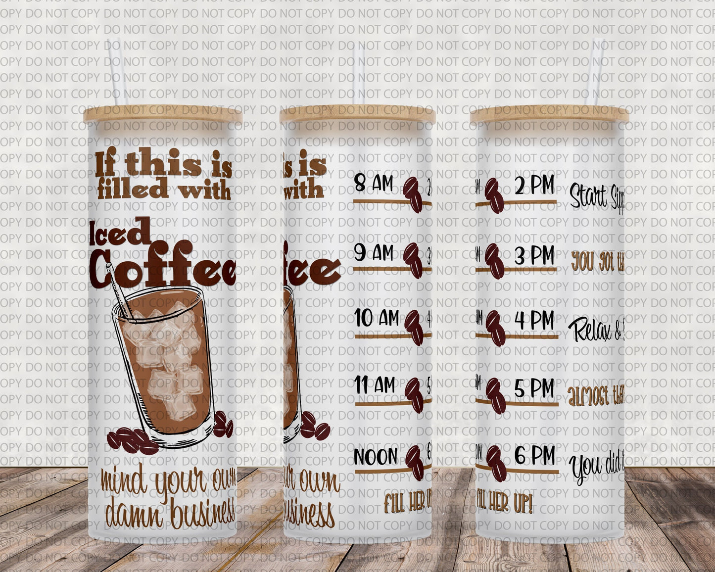 25 oz frosted glass tumbler png, Iced coffee Tumbler template water tracker High res PNG digital file_PG version