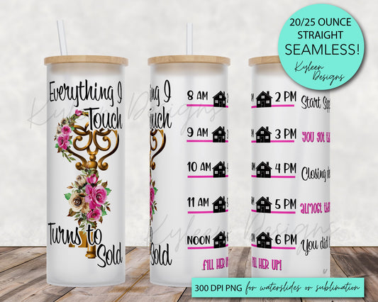 25 oz glass tumbler real estate Water tracker 20/25 ounce wrap for sublimation, waterslide High res PNG digital file