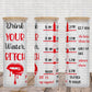25 oz frosted glass tumbler png, drink your water bitch Tumbler template water tracker High res PNG digital file-RED