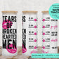 25 oz frosted glass tumbler png, tears of broken hearted men Tumbler template water tracker High res PNG digital file