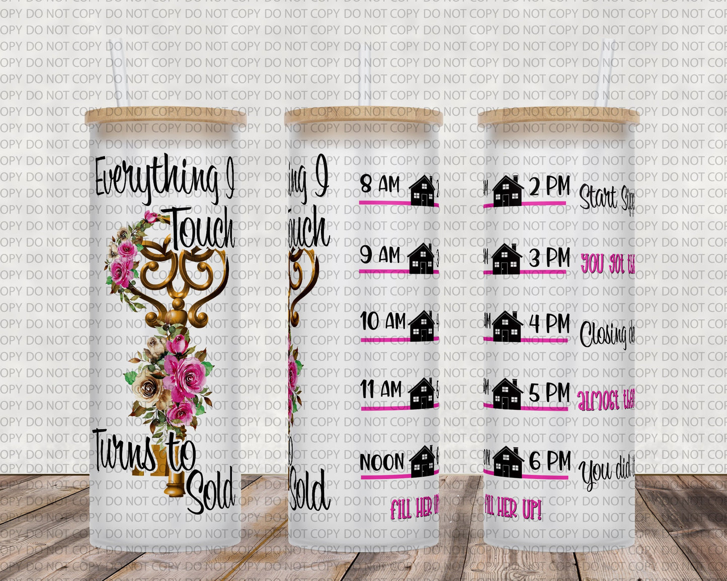 25 oz glass tumbler real estate Water tracker 20/25 ounce wrap for sublimation, waterslide High res PNG digital file