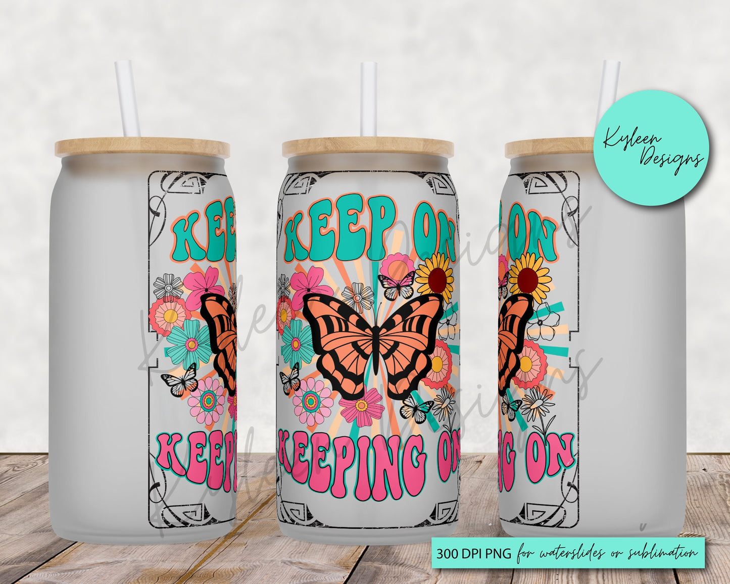 Keep on keeping on boho retro hippie High RES PNG for coffee/beer glass