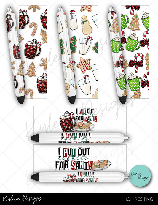 I put out cookies for Santa pen wraps for waterslide high RES PNG- all white