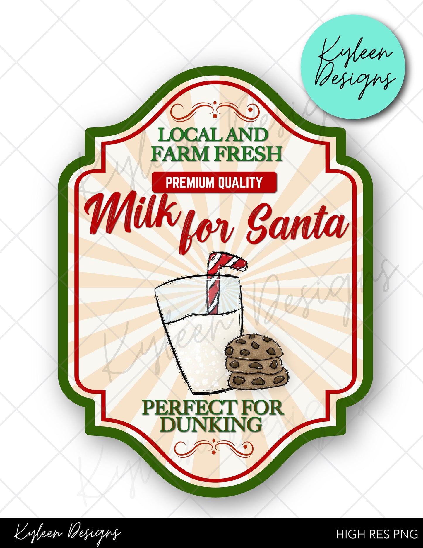 Milk for Santa label High RES PNG for coffee/beer glass