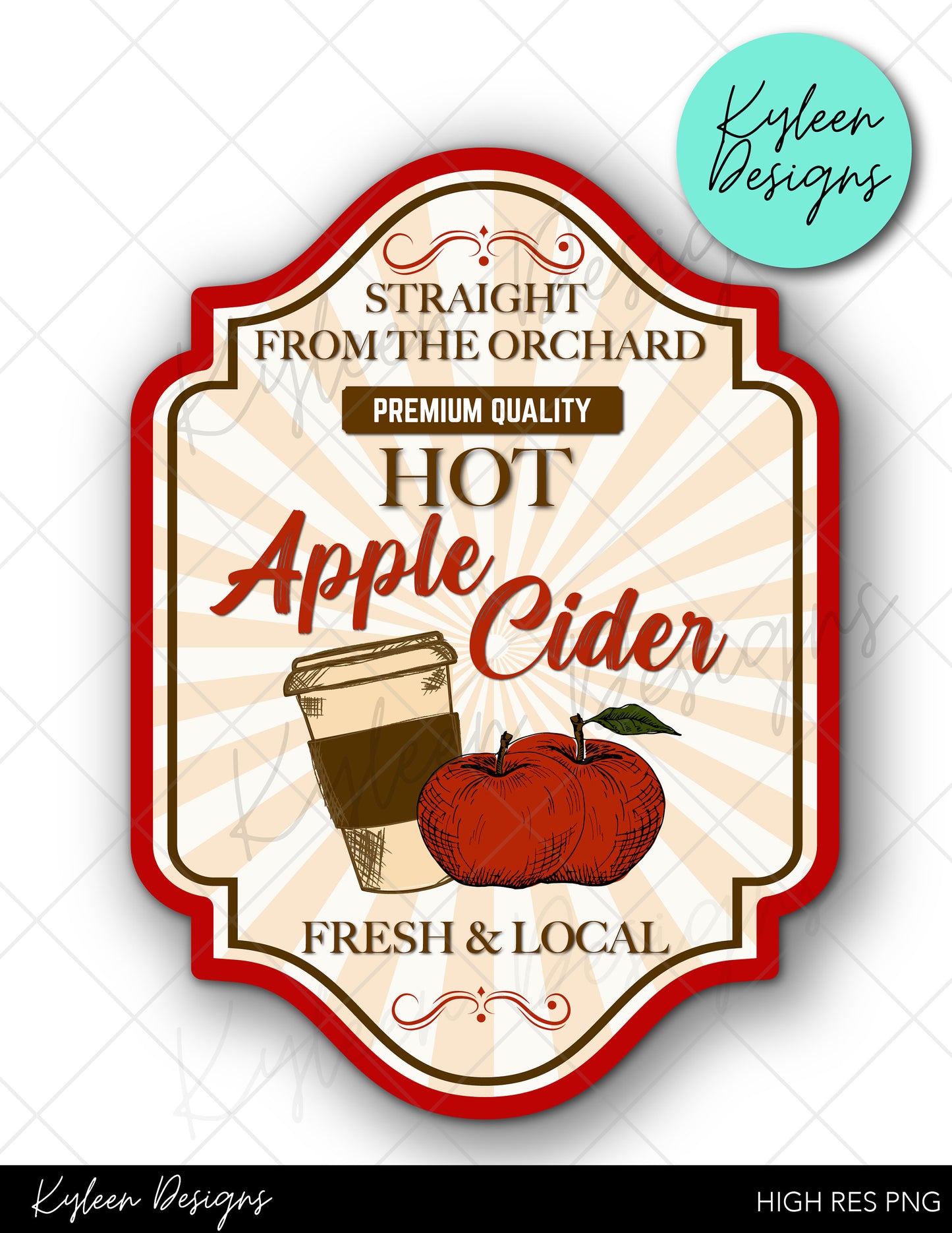 Apple cider label High RES PNG for coffee/beer glass