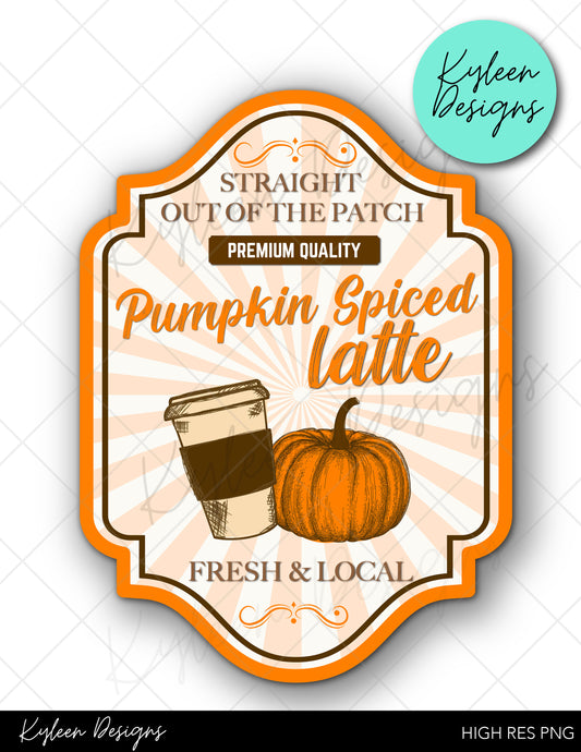 Pumpkin spiced latte label High RES PNG for coffee/beer glass