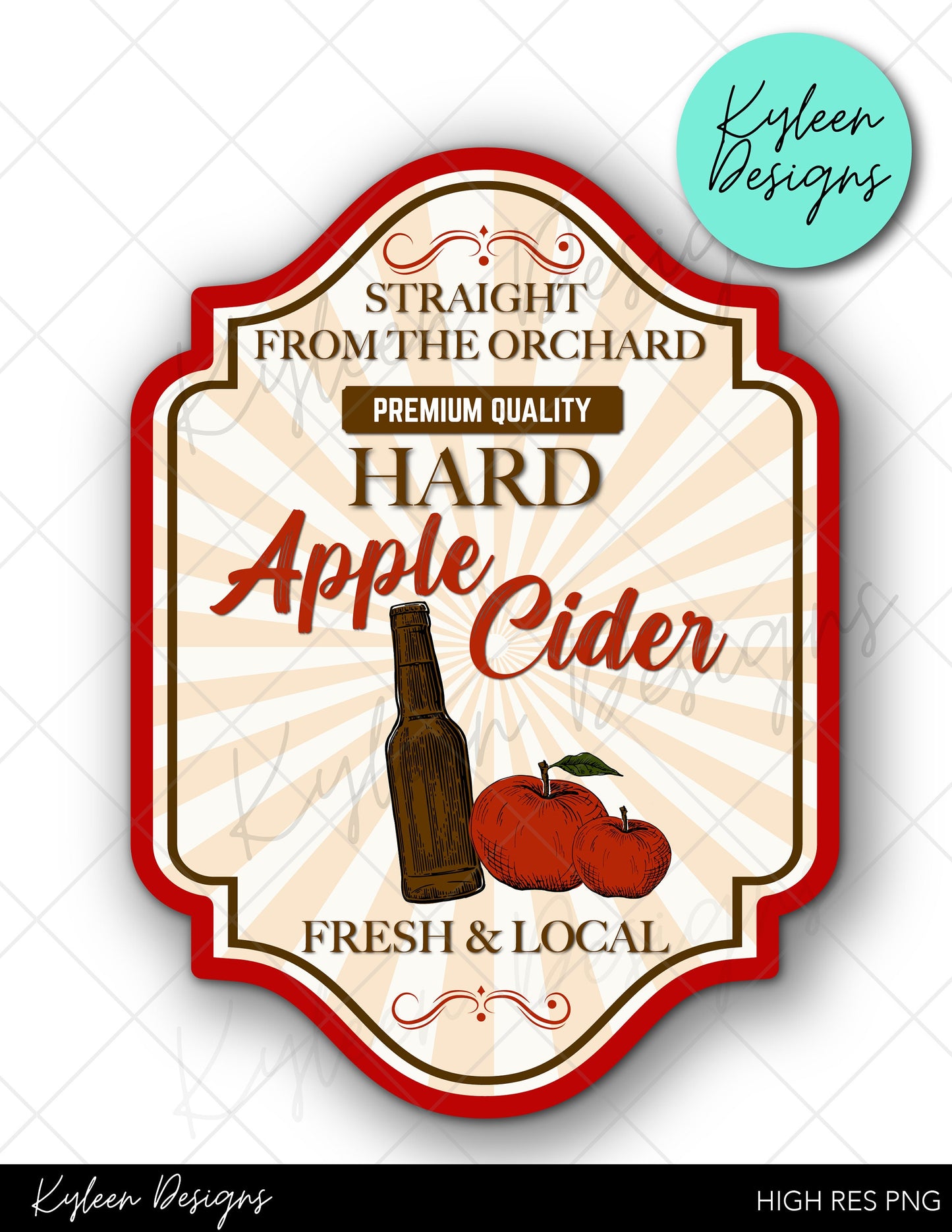 Hard apple cider label High RES PNG for coffee/beer glass