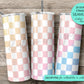 SEAMLESS Pastel ombre checkered 20 ounce tumbler wrap for sublimation, waterslide High res PNG digital file- Straight only