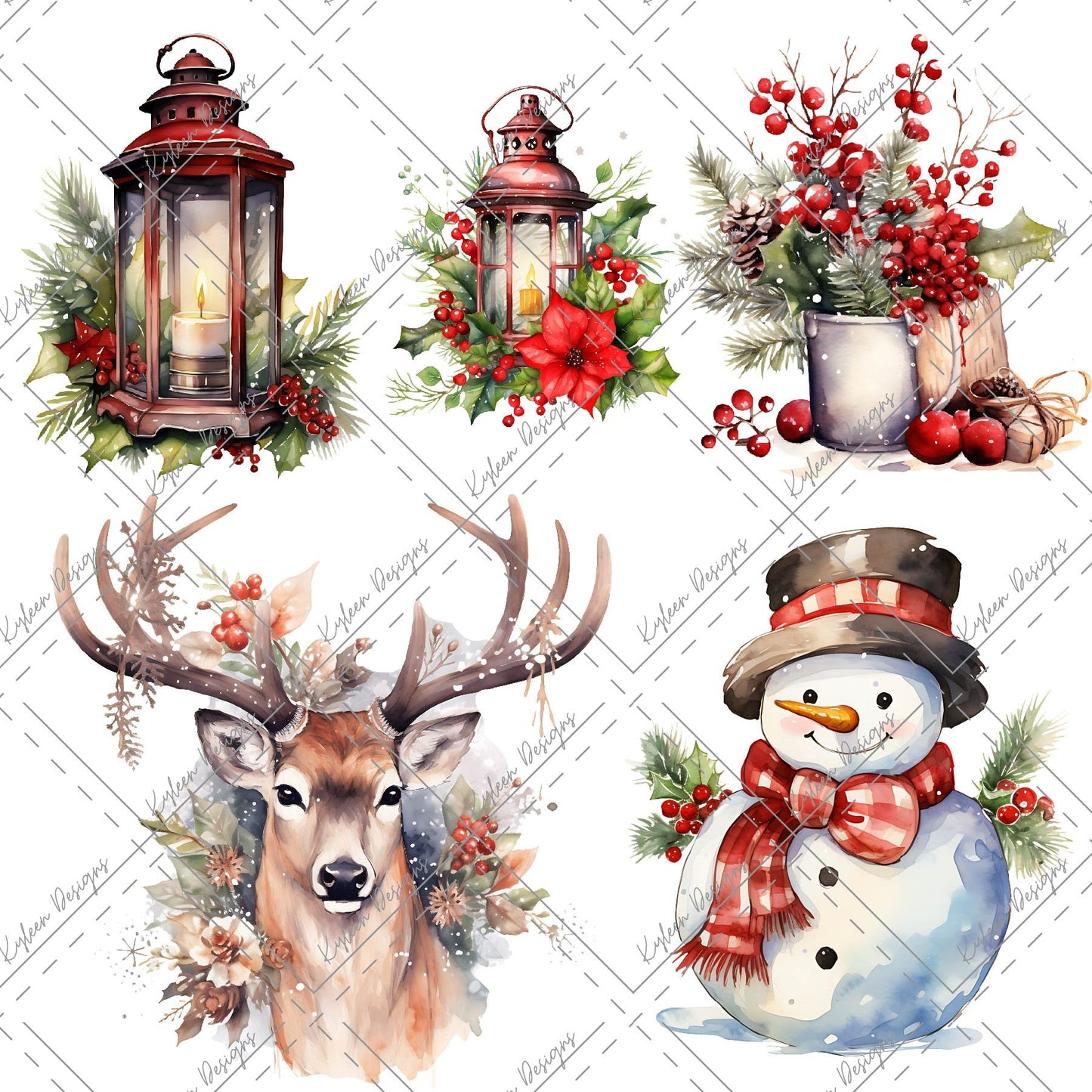 Cast Vinyl Element Sheets- Choose from White or Transparent Vinyl- Traditional Christmas