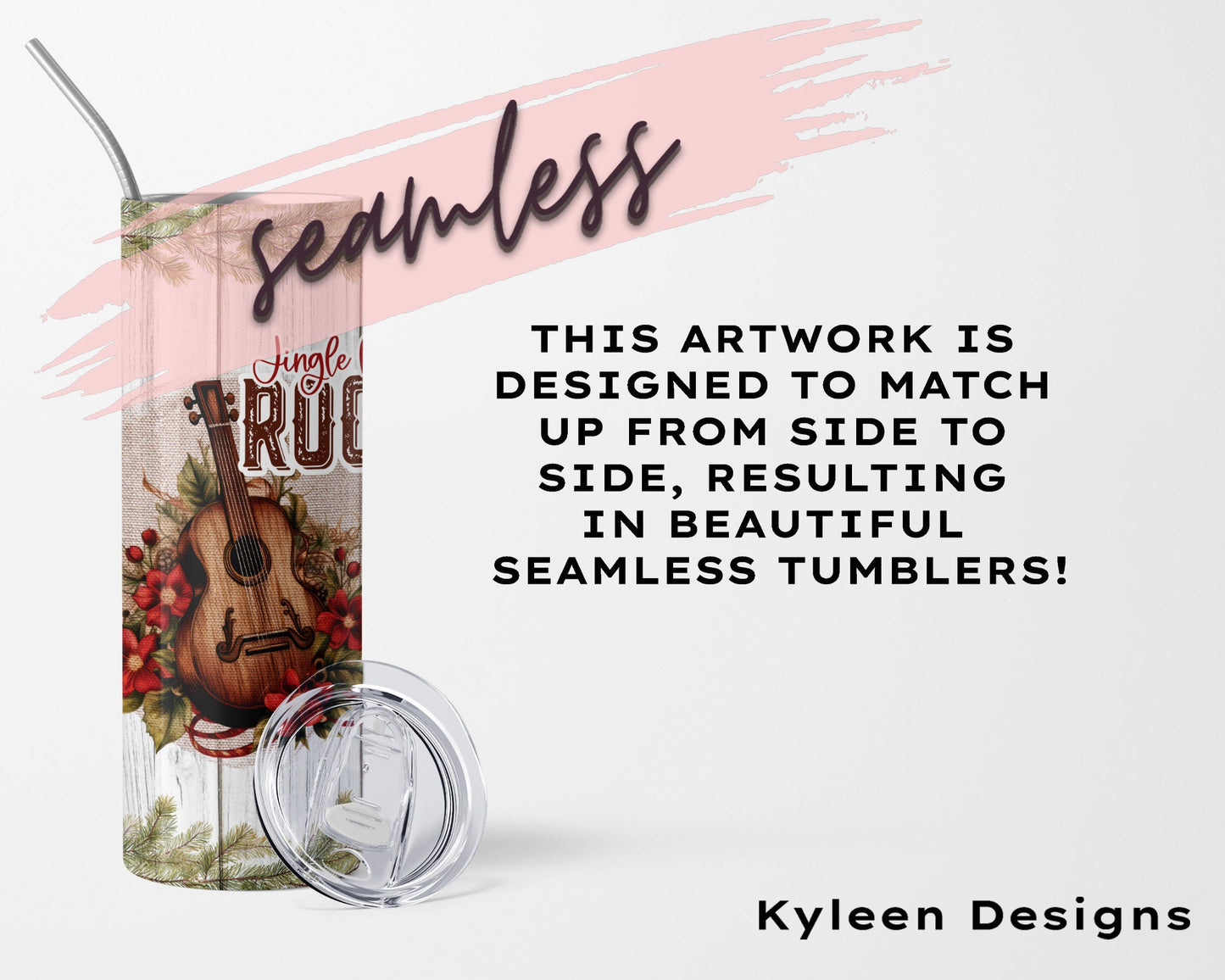 SEAMLESS Jingle Bell rock 20 ounce wrap for sublimation, vinyl, waterslide etc High res PNG digital file- Straight only