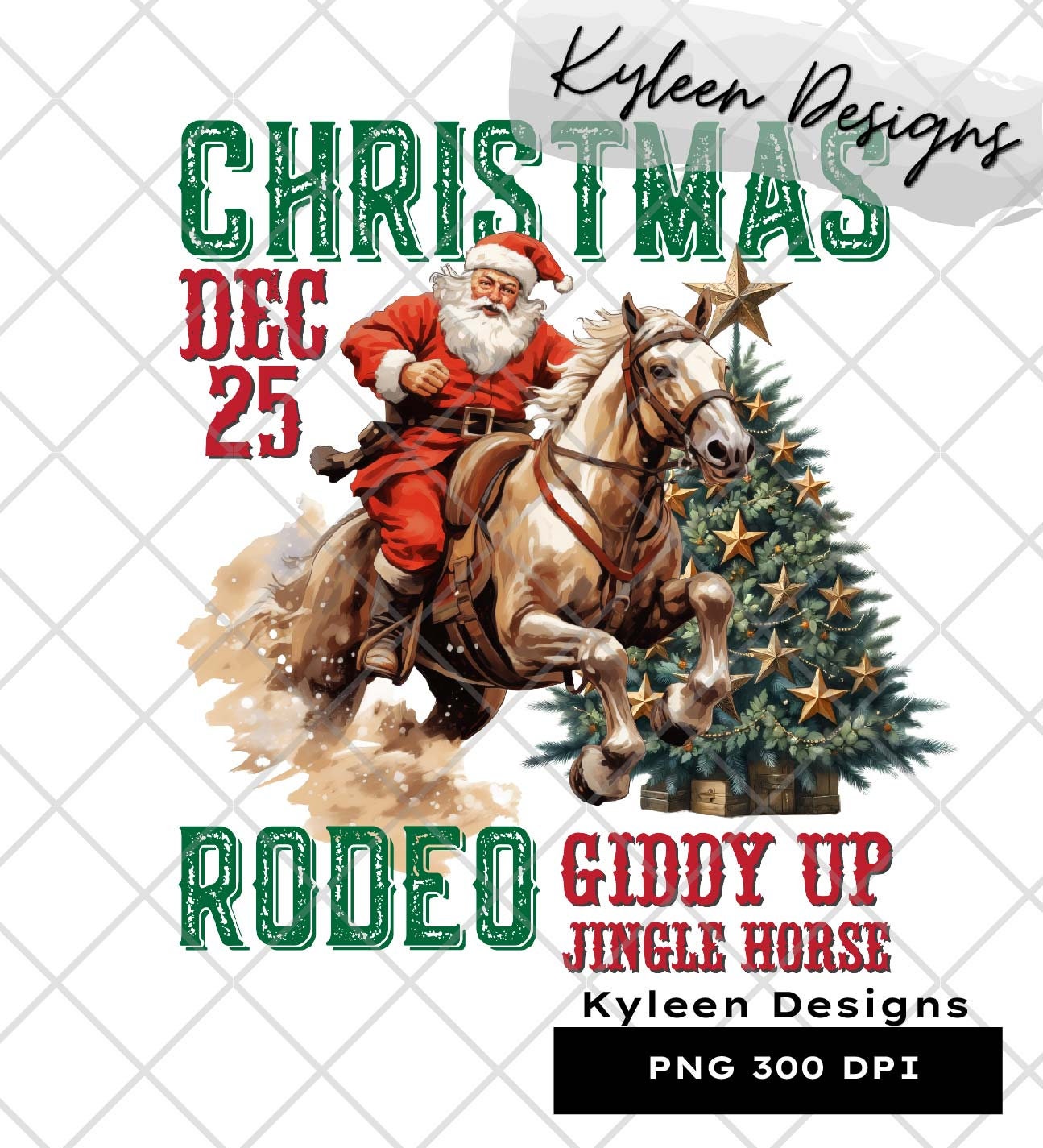 Christmas Rodeo High res 300 dpi PNG digital file for sublimation, DTF, DTG, printable vinyl etc