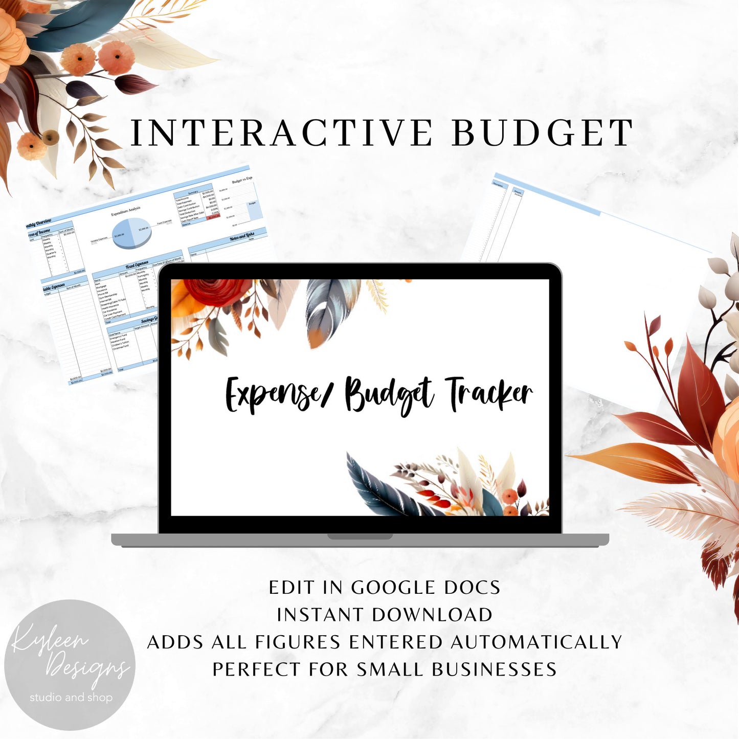 Interactive Boho Budget Planner, PDF download, edit in google docs.  This is a DIGITAL ITEM!   Super Easy!  Exclusive Design