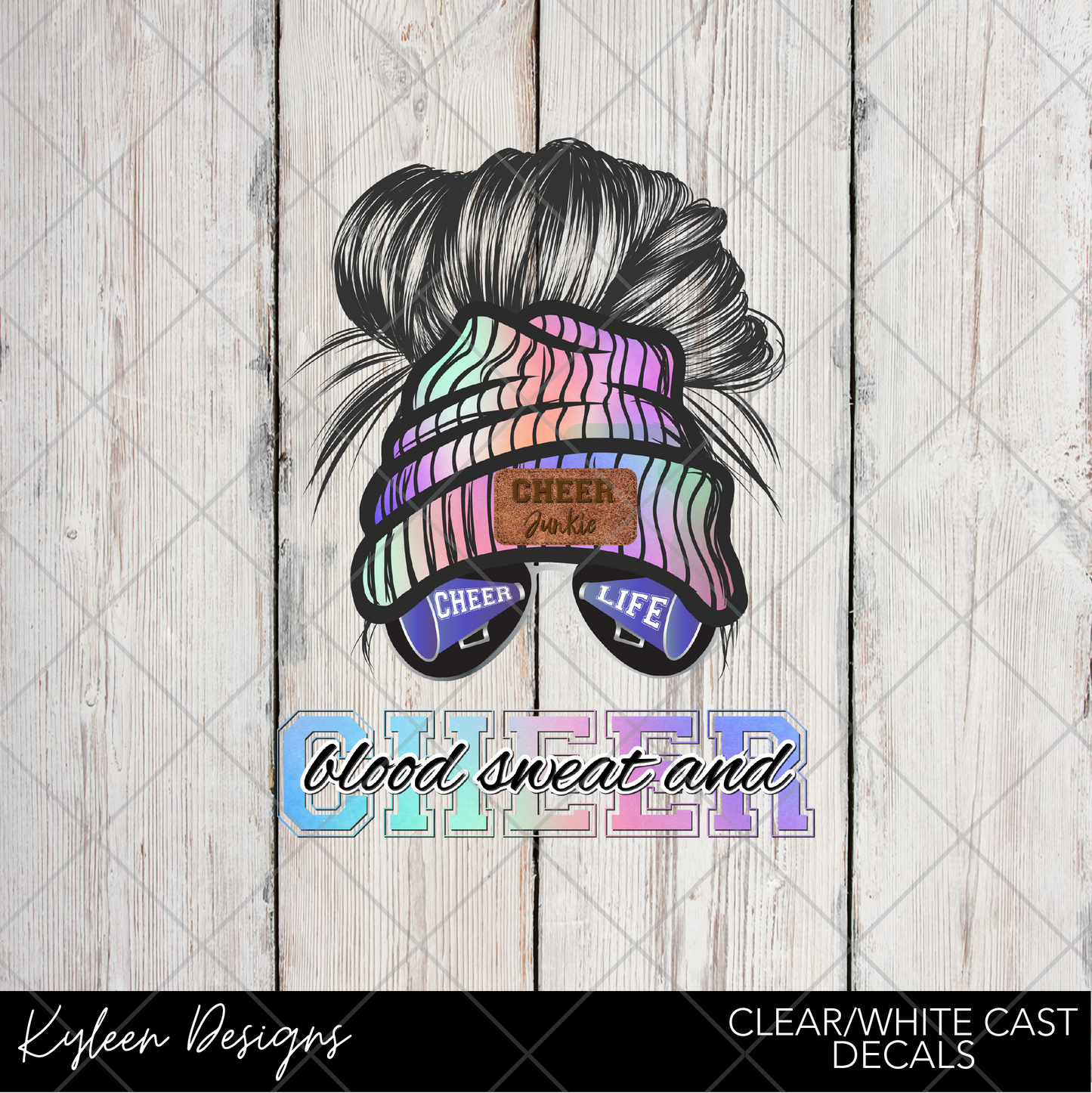 DreamCast™ Clear or White Cast- Cheer pastel tie dye messy bun